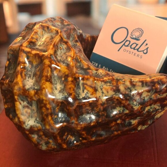 Ceramic Glazed Conch Seashell Planter Ashtray - Picture 2 of 8